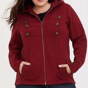 RED MILITARY HOODIE JACKET NEW Torrid Size 2 18/20